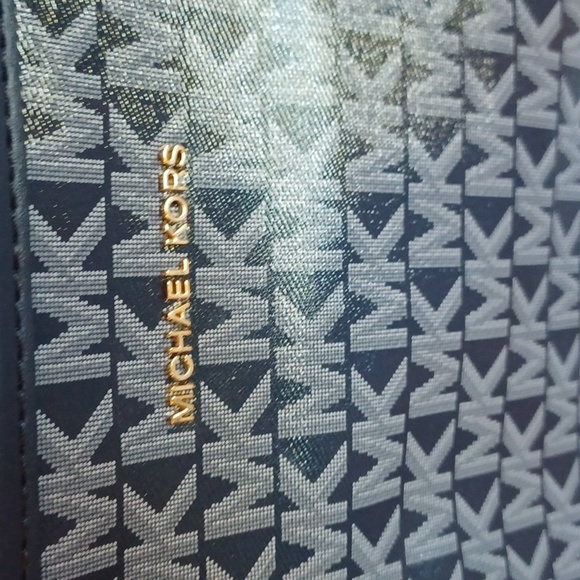 NWT Michael Kors Carter Large Top Zip Tote Bag Purse in Navy MK Logo Print - Picture 14 of 14